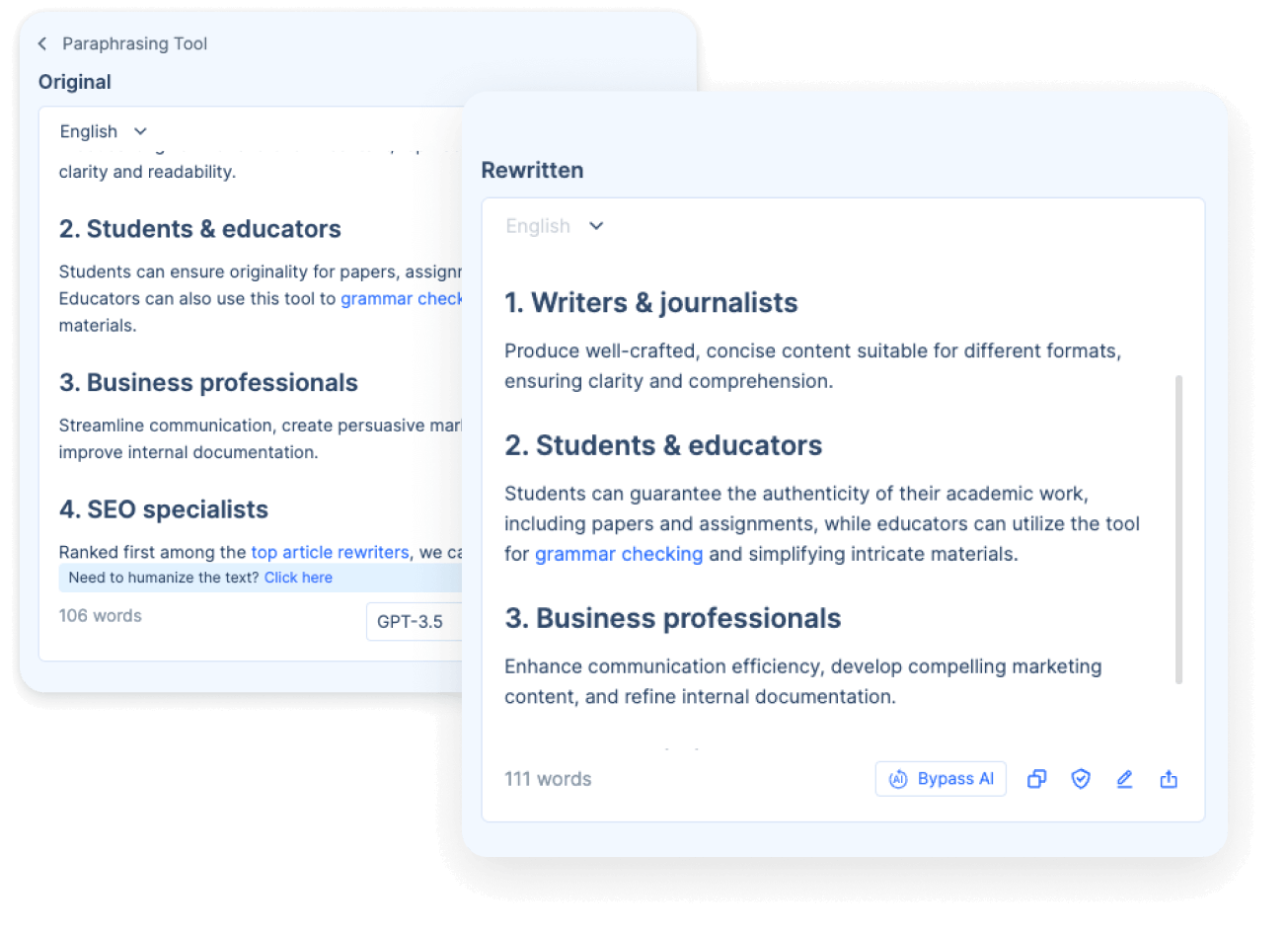 Réécritures sans plagiat avec une qualité améliorée
