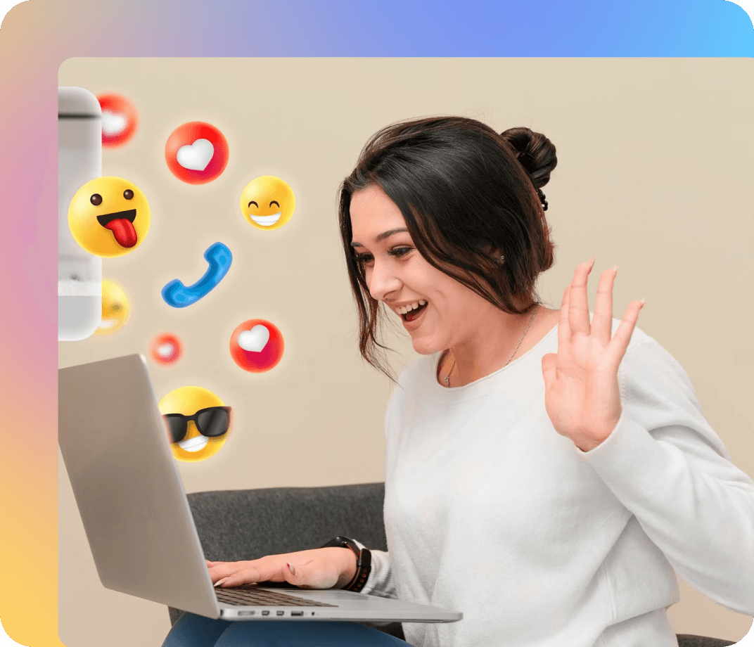 Adicione <span class="text-[#00D3B6]">menções e emojis</span> rapidamente