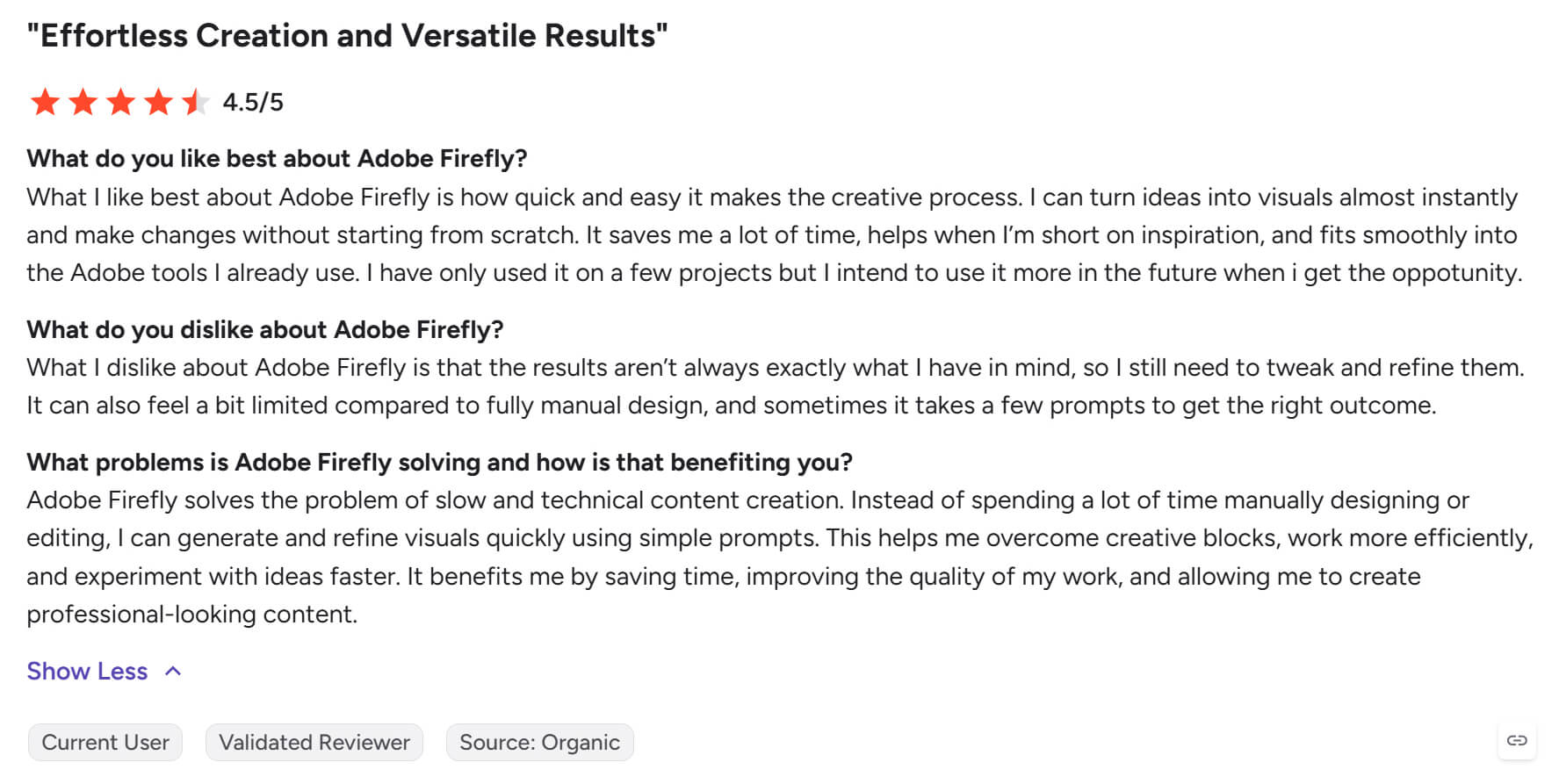 Adobe Firefly 用户评论