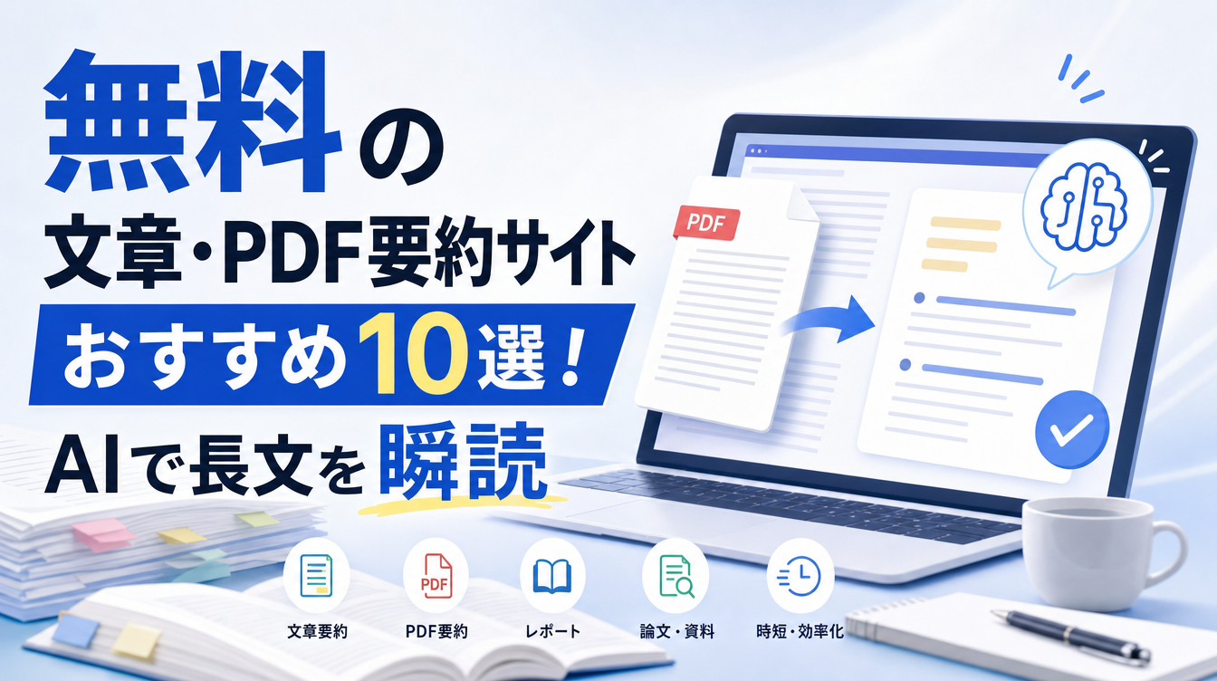 PDF・文章要約サイトおすすめ10選！AIで長文を無料要約