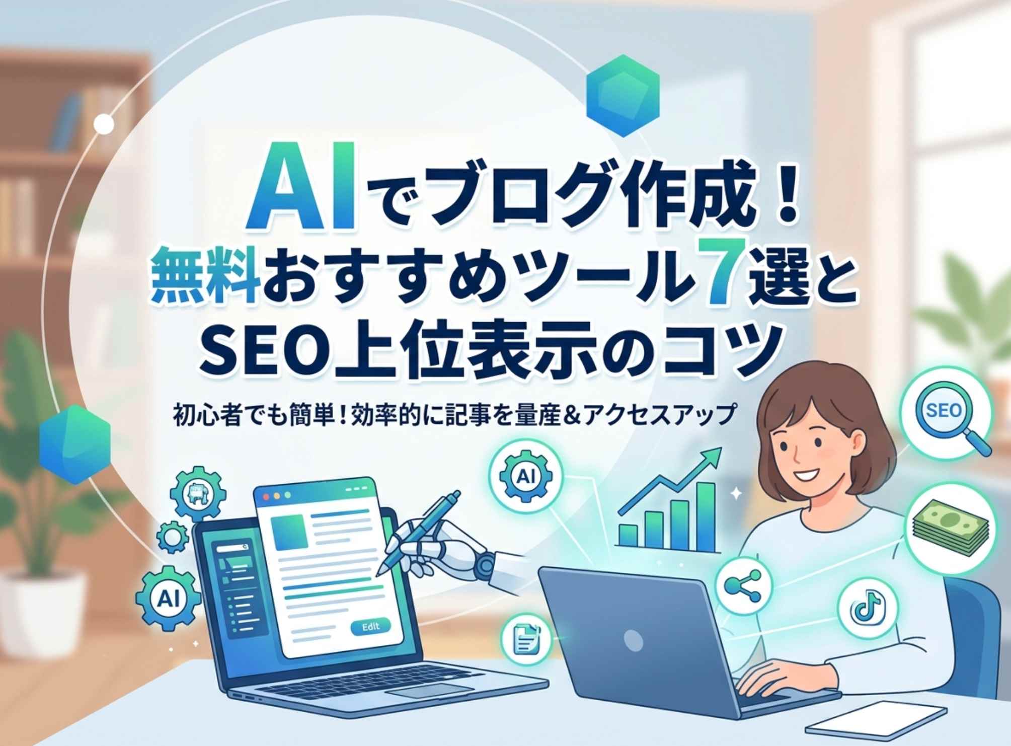 【 2026年】AIでブログ作成！無料おすすめツール7選とSEO上位表示のコツ