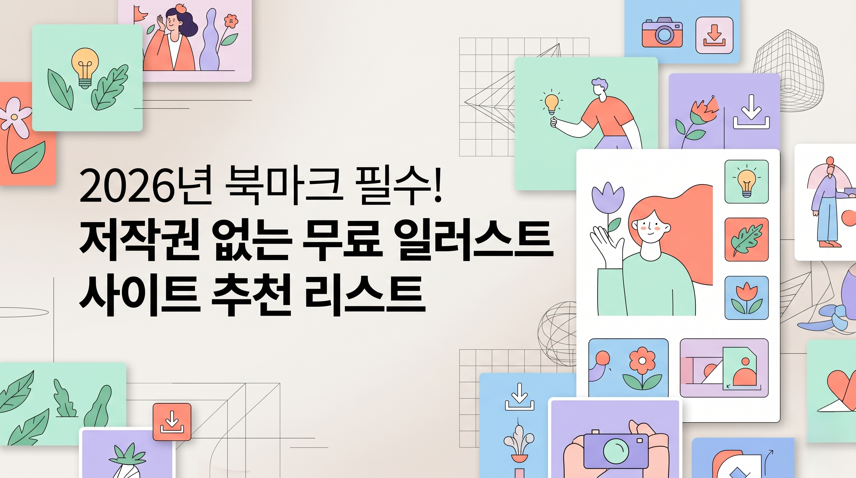저작권 없는 상업용 무료 일러스트 사이트 및 AI 생성 툴 추천 리스트 메인 이미지