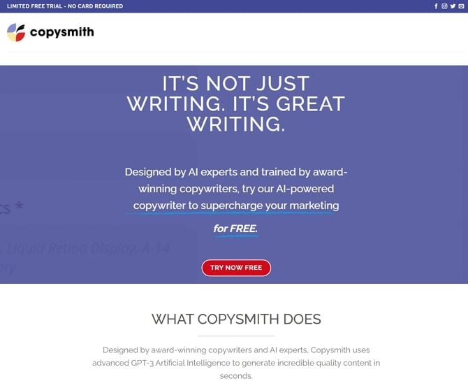 Copysmith ：人工智慧內容創作助手