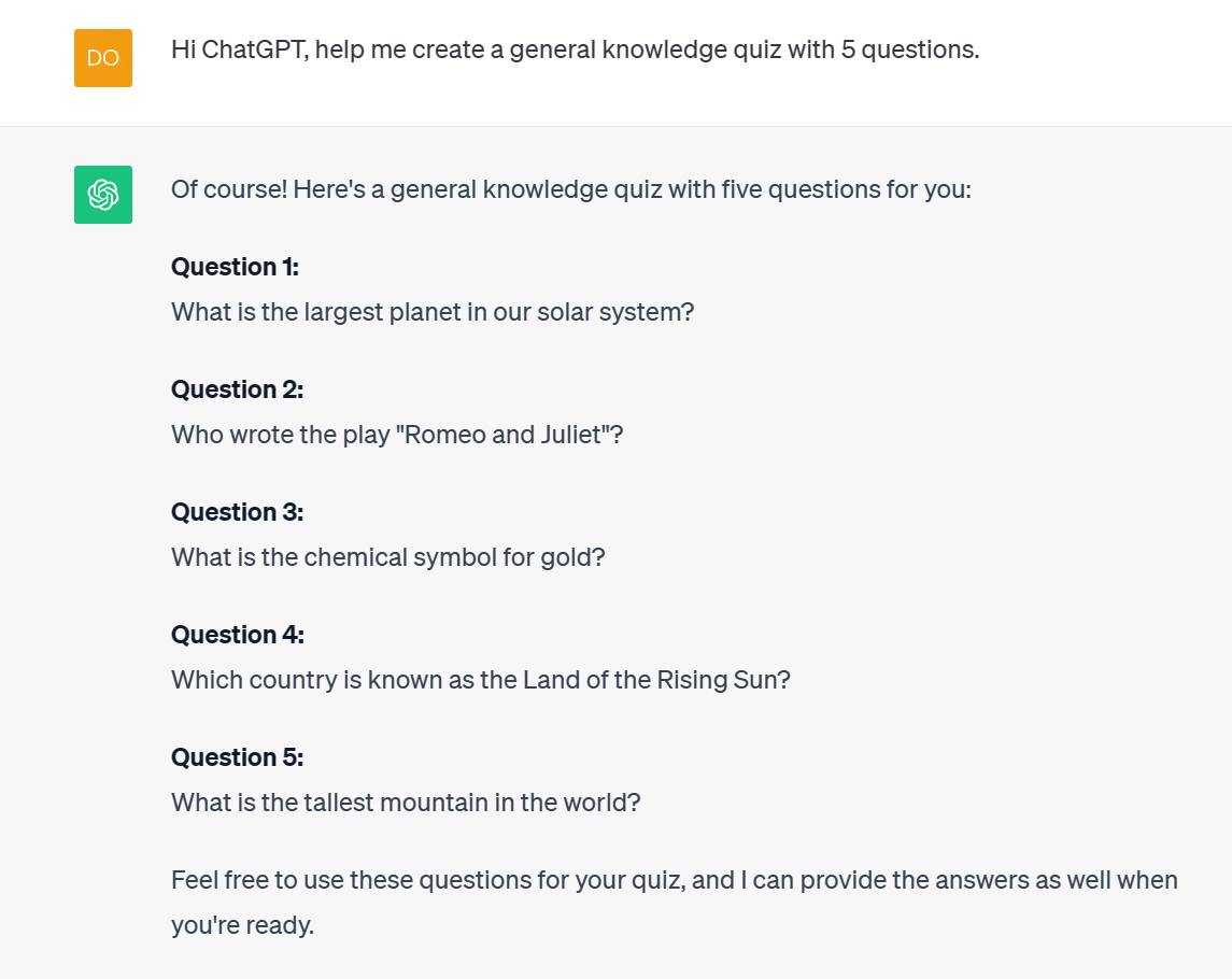 creazione di domande-quiz