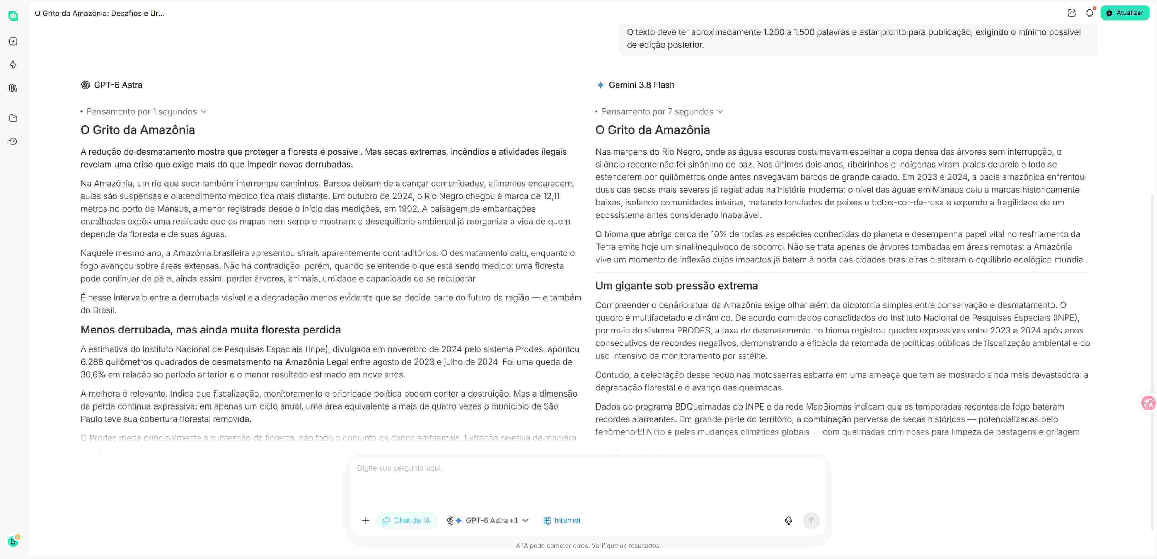Gemini vs ChatGPT em escrita