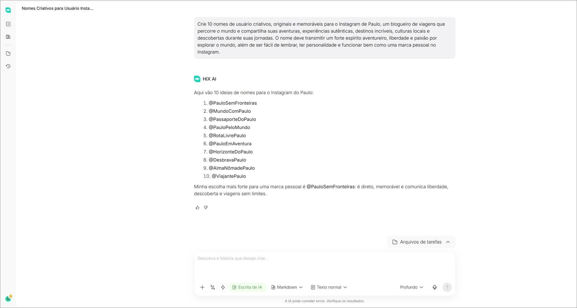 Gerar nomes para Instagram online