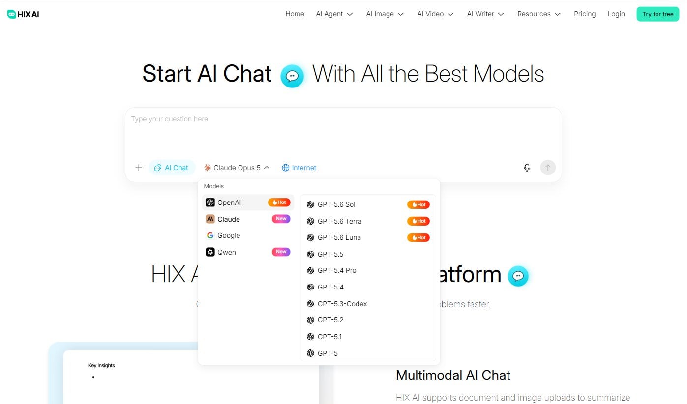 HIX AI Chat screenshot