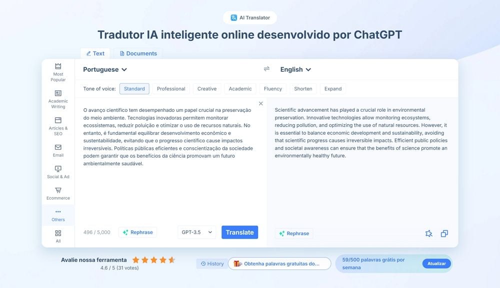Tradutor IA HIX AI