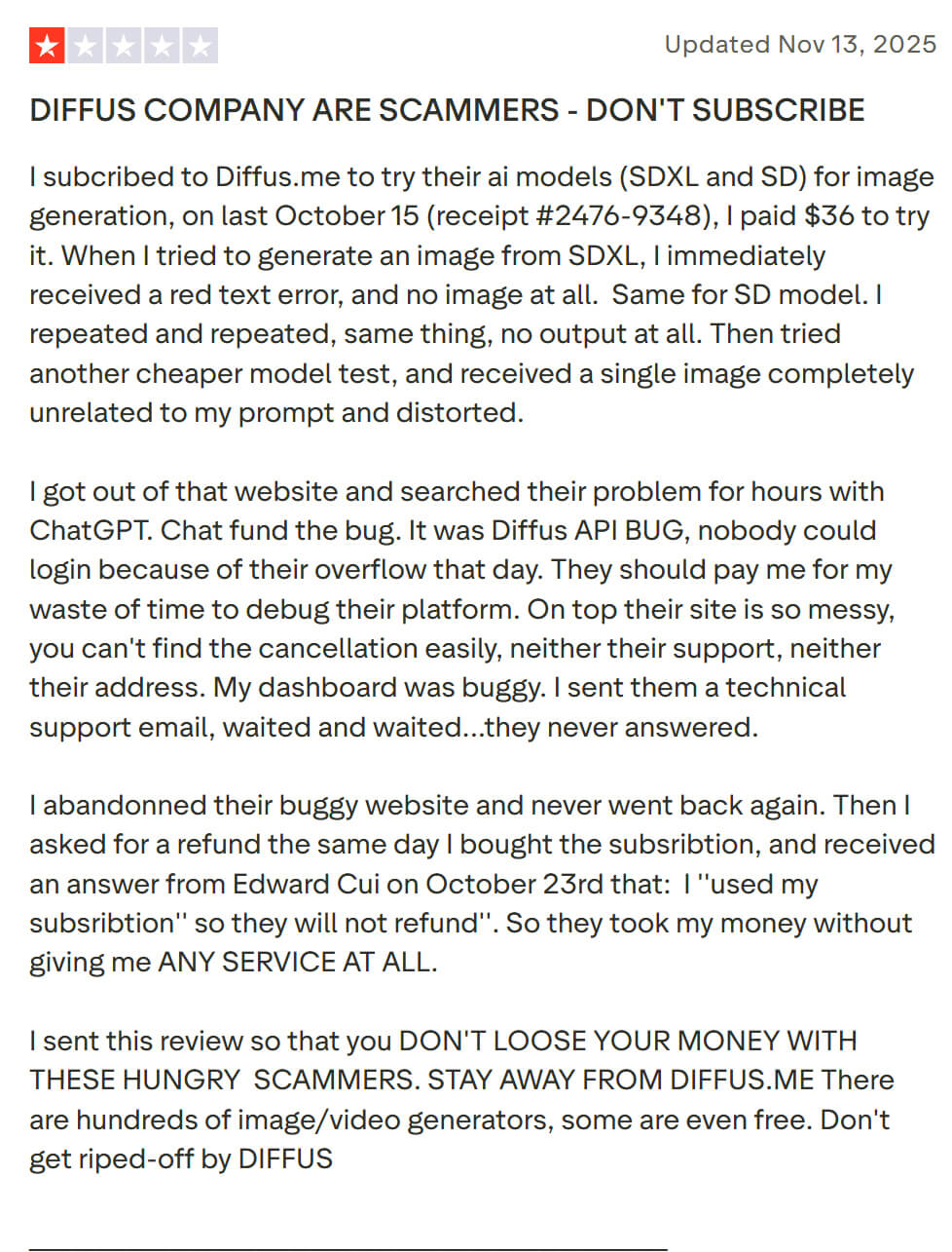 Diffus AI user review