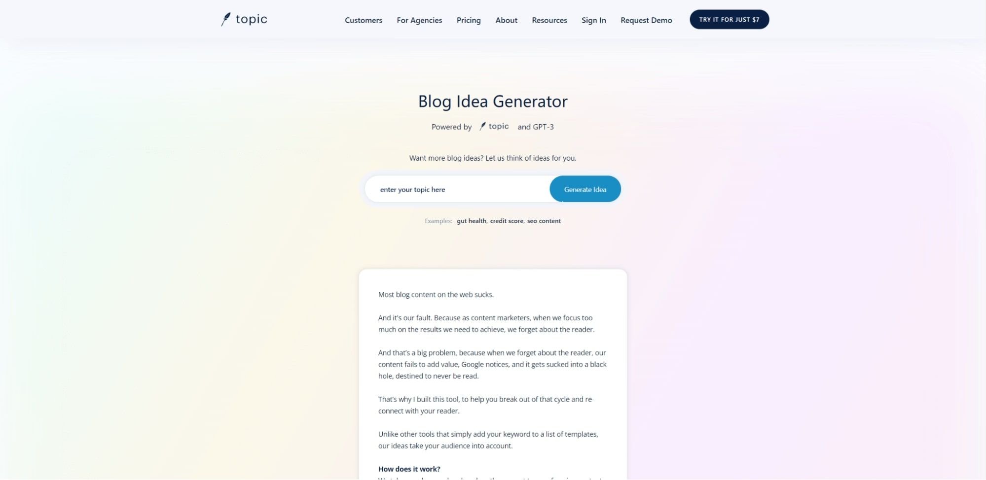 Der Blog-Ideengenerator von usetopic