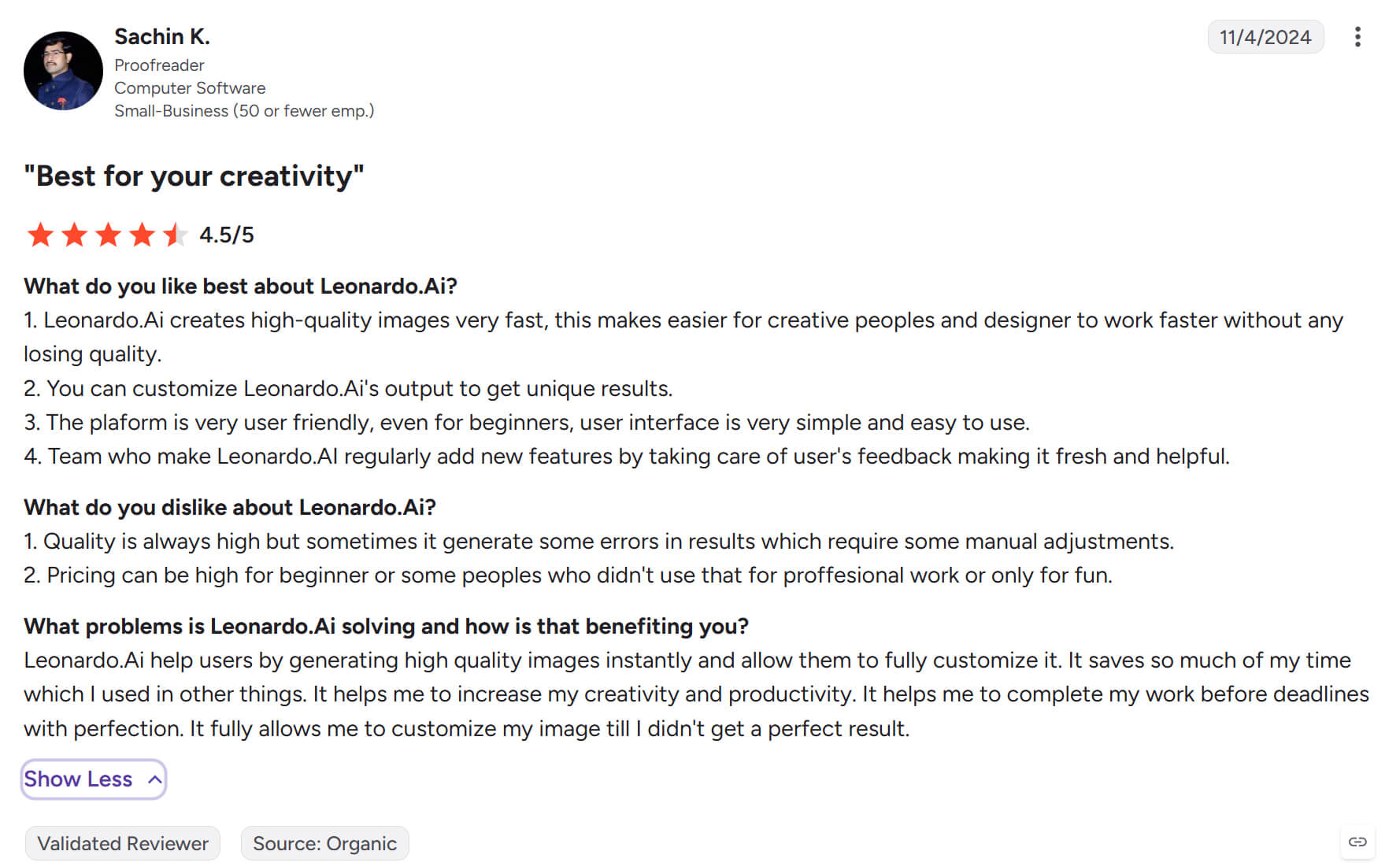 用户对 Leonardo AI 的真实评价