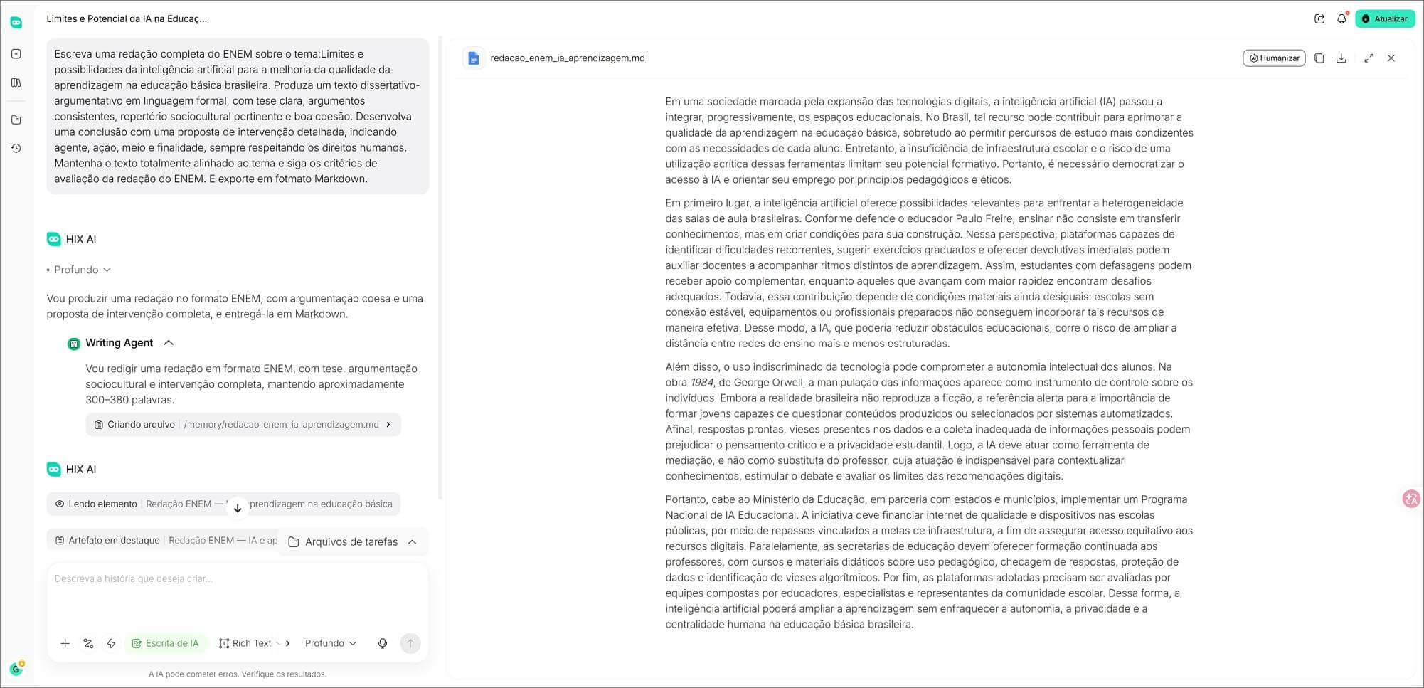 Escrever uma redação completa do ENEM
