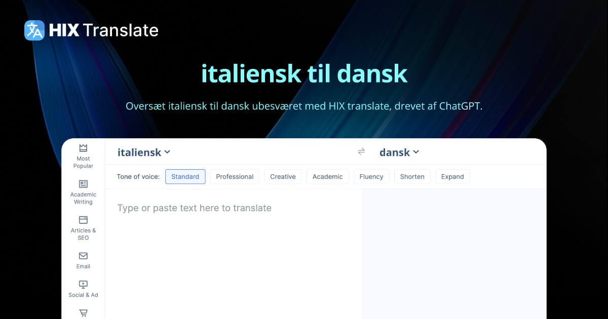 Italiensk Til Dansk Oversættelse (GRATIS Og Ingen Tilmelding) | HIX ...