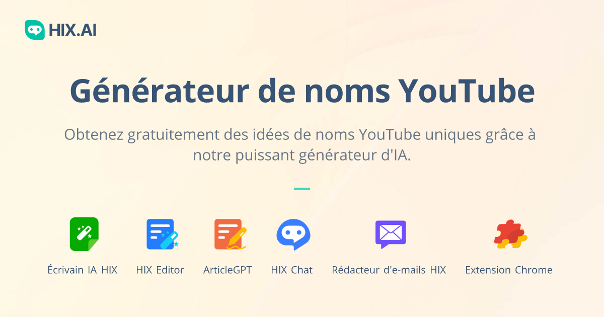 Générateur de noms YouTube IA gratuite pour créer des noms d