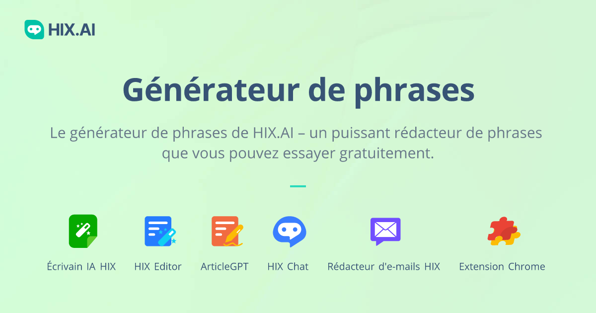 Générateur de phrases Écrivain de phrases avec des mots HIX Writer