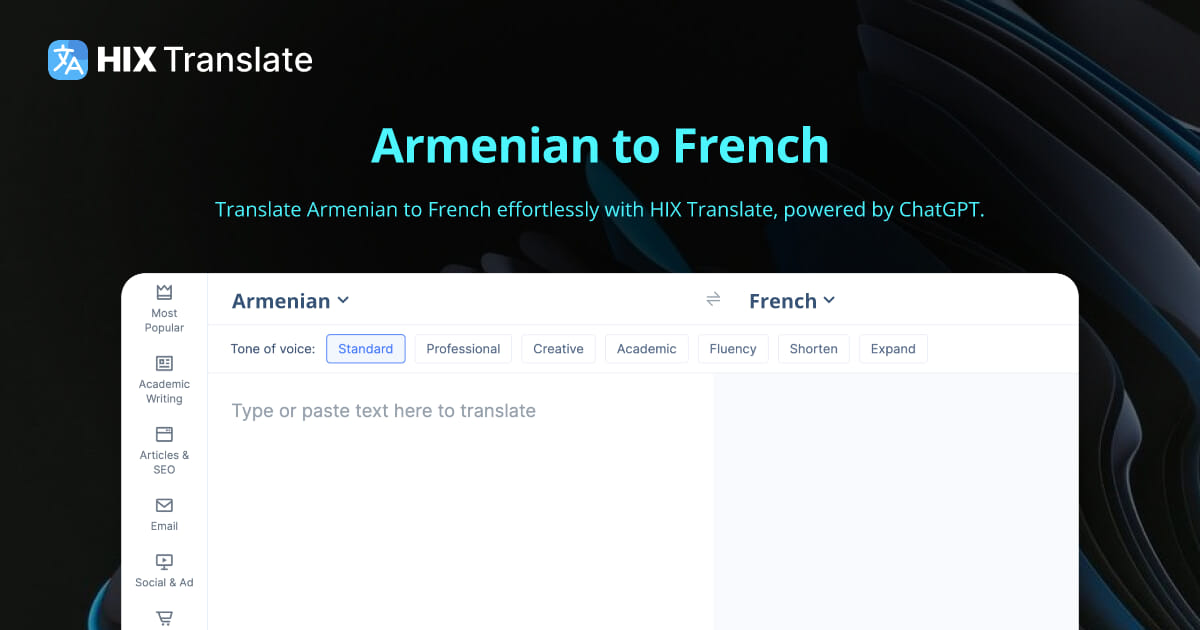 FREE Armenian to French Translation with ChatGPT 3.5 / 4