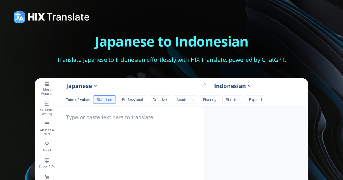 Japanese to indonesian translation free no signup hix translate