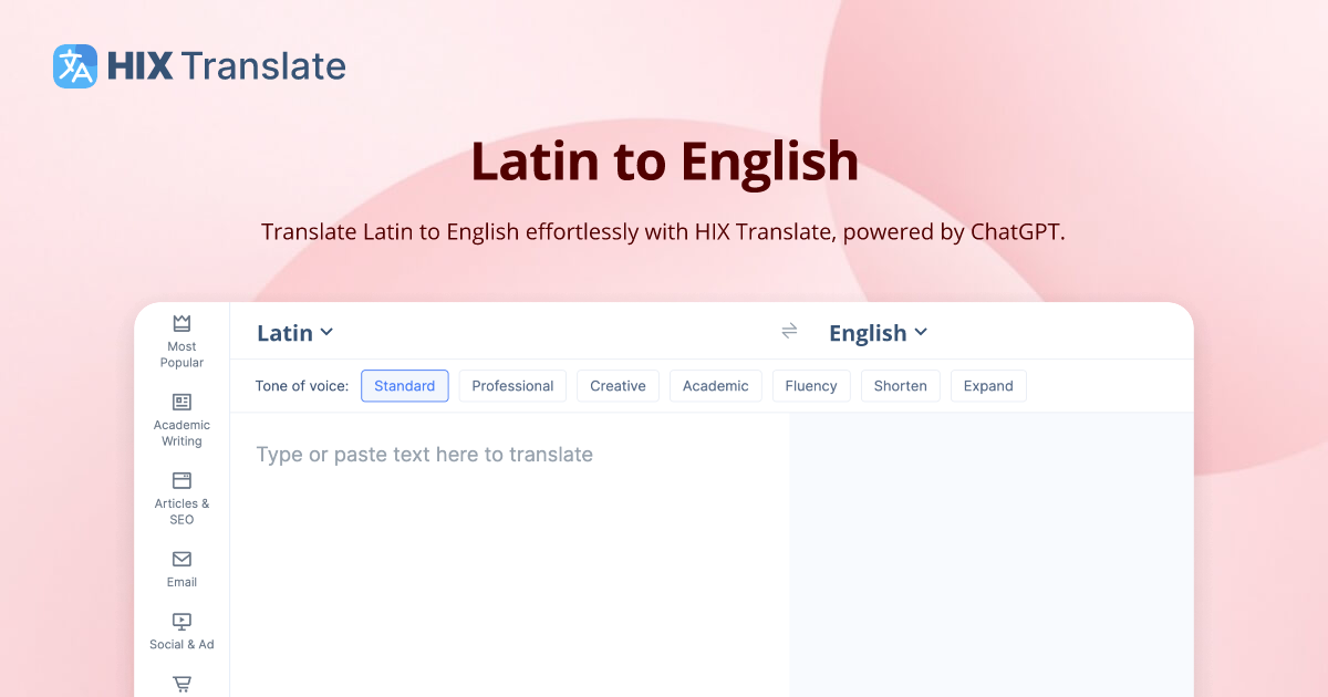 Latin to English Translation (FREE & No Signup) | HIX Translate