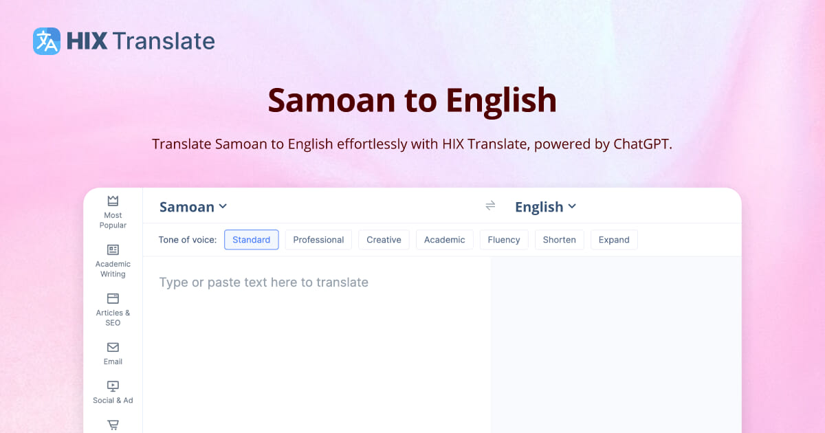 FREE Samoan to English Translation with ChatGPT 3.5 / 4