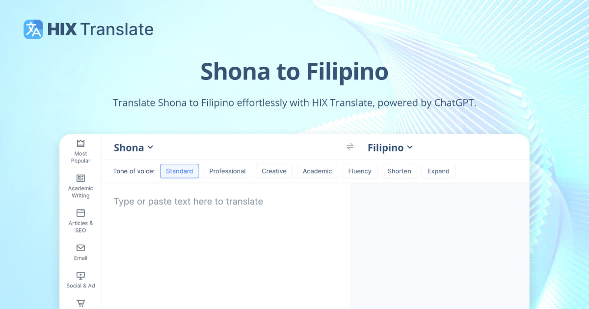 FREE Shona to Filipino Translation with ChatGPT 3.5 / 4