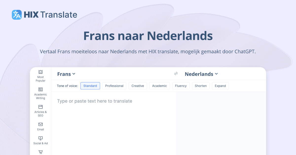 Vertaling van Frans naar Nederlands (GRATIS en zonder aanmelding) | HIX